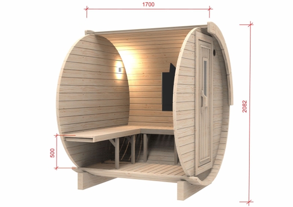 Gartensauna klein montiert geliefert